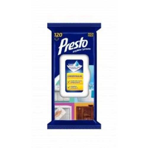 Presto univerzálne čistiace vlhlčené utierky 120ks Presto univerzálne čistiace vlhlčené utierky 120ks