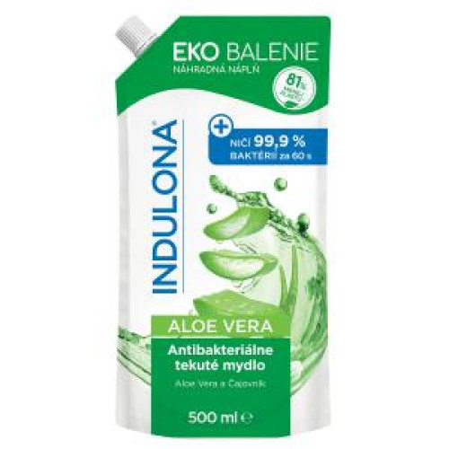 Tekuté mydlo INDULONA antibakteriálne náhradná náplň 500ml Aloe vera Tekuté mydlo INDULONA antibakteriálne náhradná náplň 500ml Aloe vera