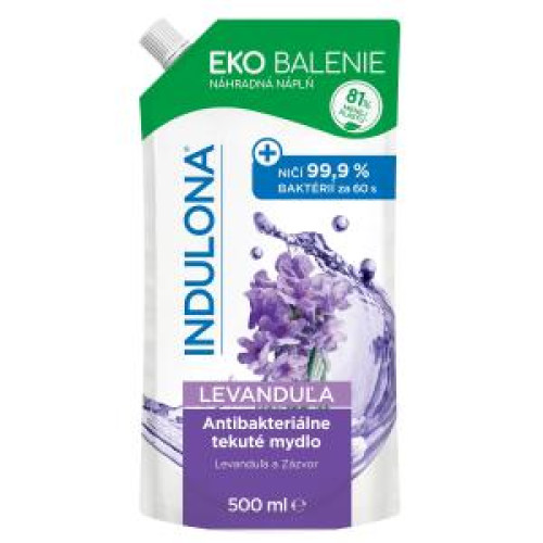Tekuté mydlo INDULONA antibakteriálne náhradná náplň 500ml Levanduľa Tekuté mydlo INDULONA antibakteriálne náhradná náplň 500ml Levanduľa