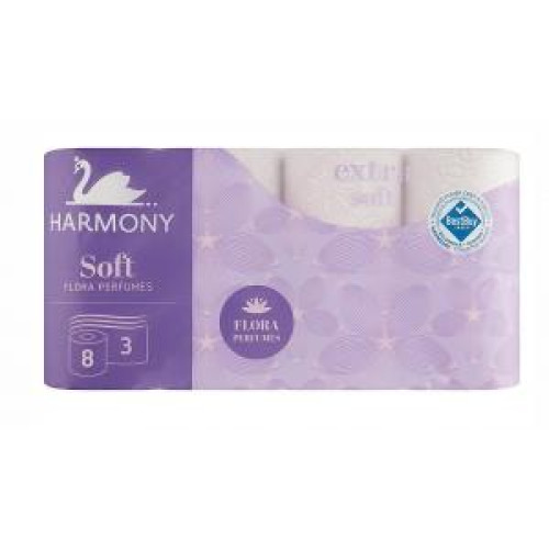 Toaletný papier 3-vrstvový Harmony Soft FLORA Parfumes biely, návin 16,8 m (8 ks) Toaletný papier 3-vrstvový Harmony Soft FLORA Parfumes biely, návin 16,8 m (8 ks)