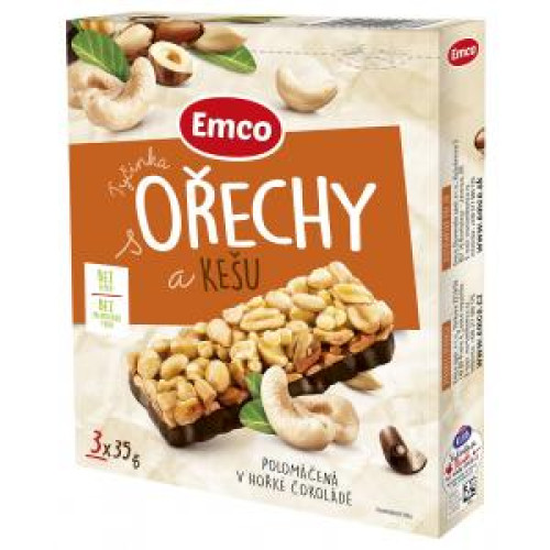Tyčinka Emco s orechami a kešu 3 x 35 g Tyčinka Emco s orechami a kešu 3 x 35 g