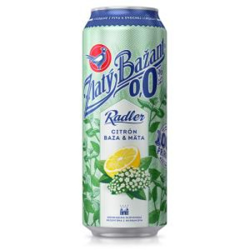 Pivo Zlatý Bažant 0% nealko radler 6 x 0,5 ℓ Citrón Baza Mäta plechovka Pivo Zlatý Bažant 0% nealko radler 6 x 0,5 ℓ Citrón Baza Mäta plechovka