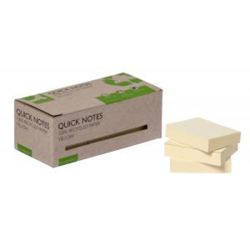 Bločky Q-CONNECT recyklované 38x51 žlté 12ks Bločky Q-CONNECT recyklované 38x51 žlté 12ks