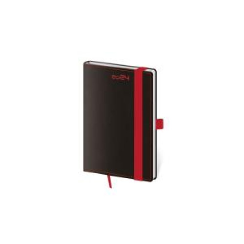 Diár BLACK RED týždenný vreckový 9x14cm 2024 Diár BLACK RED týždenný vreckový 9x14cm 2024