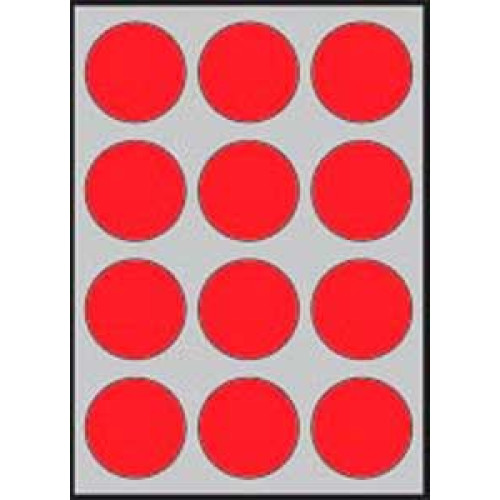 Etikety farebné priemer 60mm APLI A4 20 hárkov fluo červené Etikety farebné priemer 60mm APLI A4 20 hárkov fluo červené
