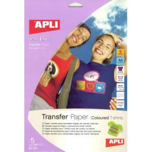 Transferový papier, APLI, A4, na farebné tričká, 5 hárkov Transferový papier, APLI, A4, na farebné tričká, 5 hárkov