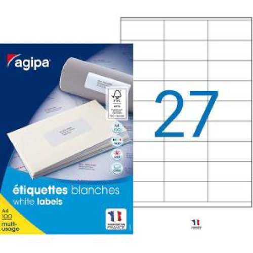 Etikety univerzálne 70x31mm Agipa A4 100 hárkov Etikety univerzálne 70x31mm Agipa A4 100 hárkov