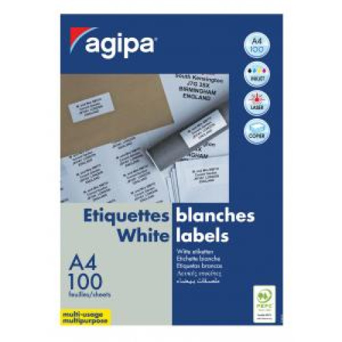 Etikety univerzálne 210x297mm Agipa A4 100 hárkov Etikety univerzálne 210x297mm Agipa A4 100 hárkov
