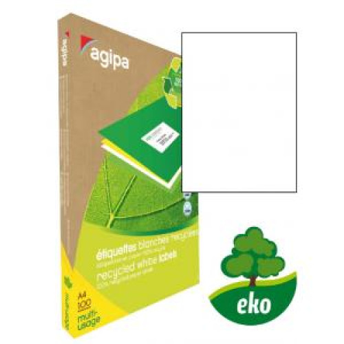 Etikety univerzálne recyklované 210x297mm Agipa A4 100 hárkov Etikety univerzálne recyklované 210x297mm Agipa A4 100 hárkov
