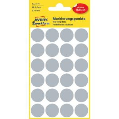 Etikety kruhové 18mm Avery sivé Etikety kruhové 18mm Avery sivé