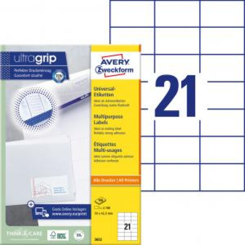 Etikety univerzálne 70x42,3mm Avery A4 100 hárkov Etikety univerzálne 70x42,3mm Avery A4 100 hárkov