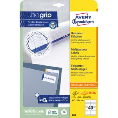 Etikety univerzálne 48,5x25,4mm Avery A4 25+5 hárkov Etikety univerzálne 48,5x25,4mm Avery A4 25+5 hárkov