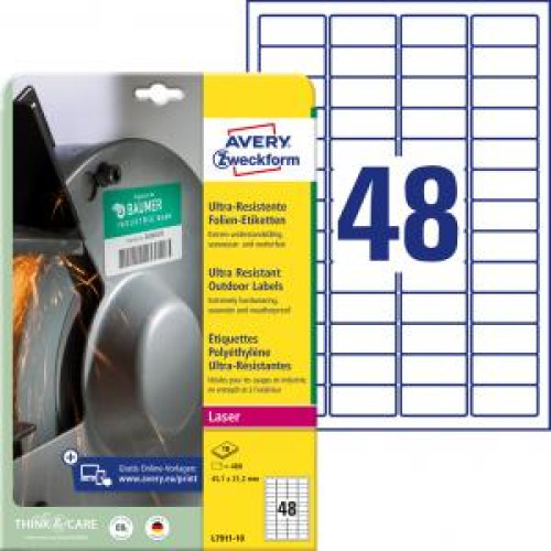 Etikety Avery 45,7 x 21,2 mm, ultra odolné biele Etikety Avery 45,7 x 21,2 mm, ultra odolné biele
