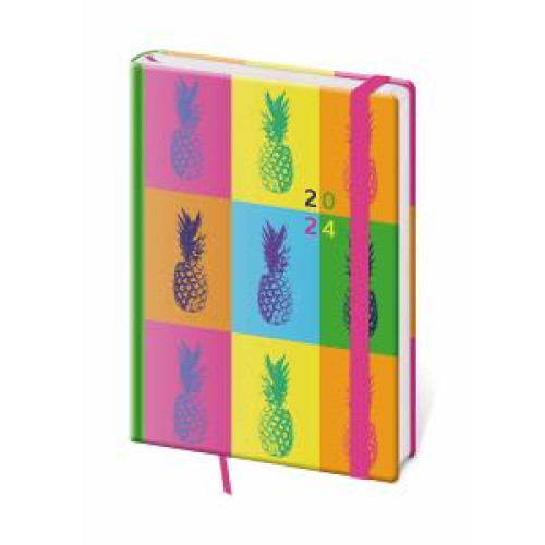 Diár Vario denný A5 14,3x20,5 cm s gumičkou Pineapple 2024 Diár Vario denný A5 14,3x20,5 cm s gumičkou Pineapple 2024