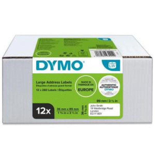 Samolepiace etikety Dymo LW 89x36mm adresné veľké biele 3120ks Samolepiace etikety Dymo LW 89x36mm adresné veľké biele 3120ks