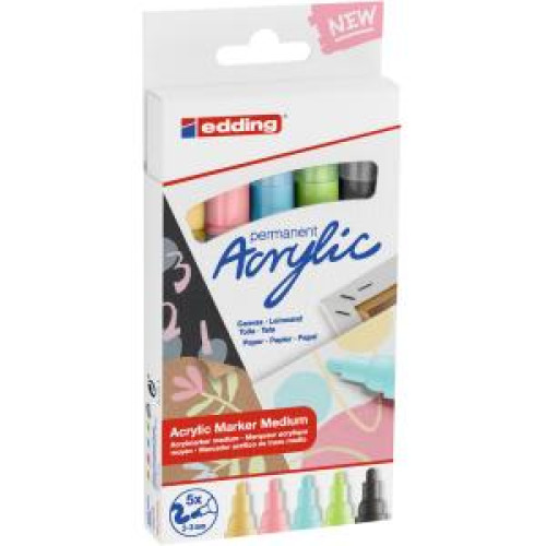 Sada akrylových popisovačov edding 5100 5f pastelové farby Sada akrylových popisovačov edding 5100 5f pastelové farby