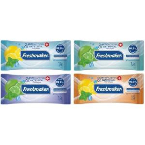 Antibakteriálne vlhčené utierky Freshmaker citrón/mentol (15 ks)