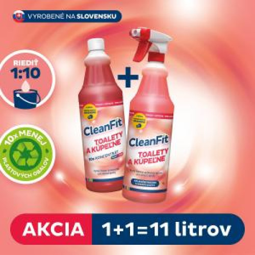 Cleanfit ultrakoncentrát - Toalety a kúpeľne 1+1=11 l Cleanfit ultrakoncentrát - Toalety a kúpeľne 1+1=11 l
