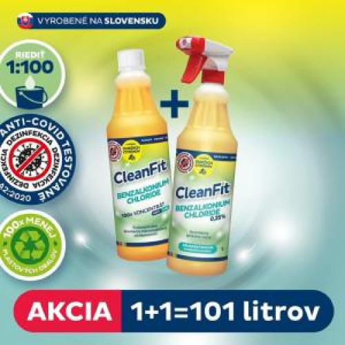 Cleanfit ultrakoncentrát - Benzalkonium Chloride dezinfekčný 1+1=101 l Cleanfit ultrakoncentrát - Benzalkonium Chloride dezinfekčný 1+1=101 l