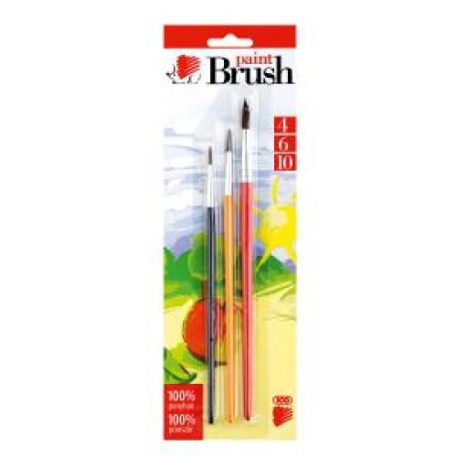 Sada štetcov 3ks 4-6-10 guľaté farebná rúčka Sada štetcov 3ks 4-6-10 guľaté farebná rúčka