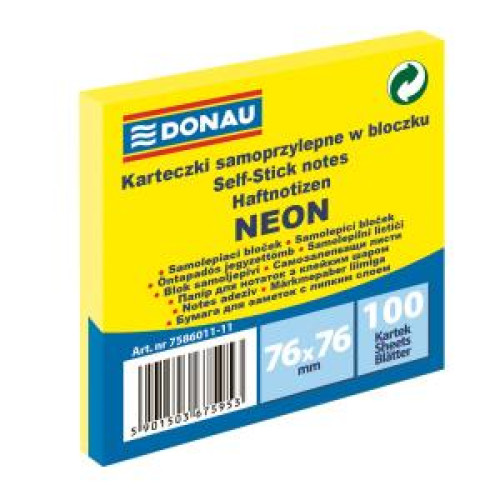 Bloček Donau neónový 76x76mm žltý Bloček Donau neónový 76x76mm žltý