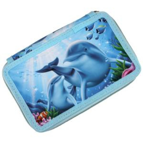 Peračník Donau 3 zipsový plný Delfíny Peračník Donau 3 zipsový plný Delfíny