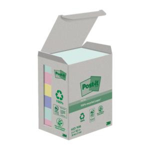 Bločky Post-it recyklované NATURE, pastelové farby, veľkosť 38x51 mm, 6 bločkov po 100 lístkov Bločky Post-it recyklované NATURE, pastelové farby, veľkosť 38x51 mm, 6 bločkov po 100 lístkov