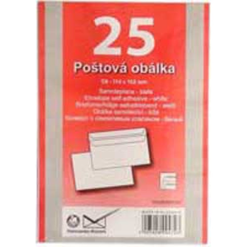 Poštové obálky C6 samolepiace, 25 ks