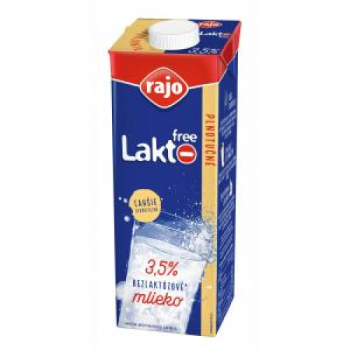 Trvanlivé bezlaktózové mlieko Rajo plnotučné 3,5% 1 ℓ Trvanlivé bezlaktózové mlieko Rajo plnotučné 3,5% 1 ℓ