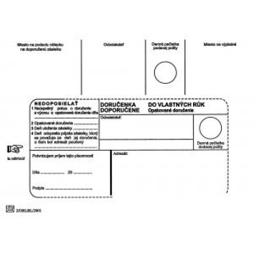 Poštové obálky B6 doručenka do VR OD, Nedoposielať, 100 ks
