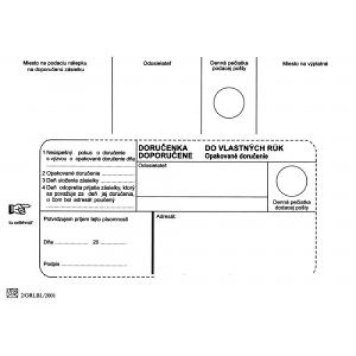 Poštové obálky B6 doručenka do VR OD, Doposielať, 100 ks Poštové obálky B6 doručenka do VR OD, Doposielať, 100 ks