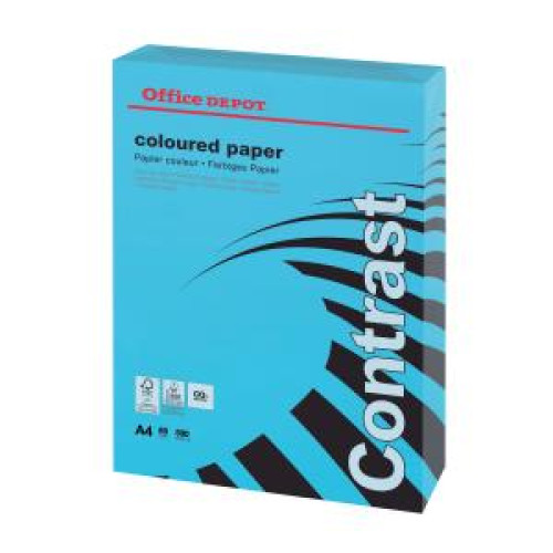 Farebný papier Office Depot Contrast intenzívna modrá, A4, 80 g Farebný papier Office Depot Contrast intenzívna modrá, A4, 80 g