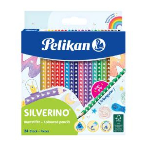 Farbičky Pelikan Silverino trojhranné tenké 24ks Farbičky Pelikan Silverino trojhranné tenké 24ks
