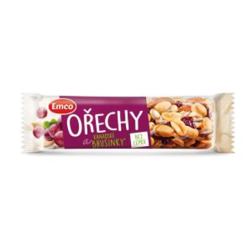 Tyčinka Emco bez lepku 35 g Orechy a brusnice Tyčinka Emco bez lepku 35 g Orechy a brusnice