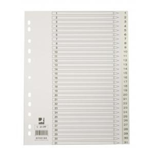 Plastový rozraďovač Q-CONNECT 31-dielny maxi sivý Plastový rozraďovač Q-CONNECT 31-dielny maxi sivý