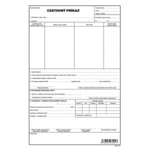 Cestovný príkaz, A4, 1000 ks Cestovný príkaz, A4, 1000 ks