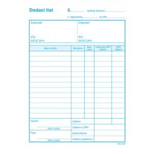 Dodací list s DPH, samoprepis, A5 Dodací list s DPH, samoprepis, A5
