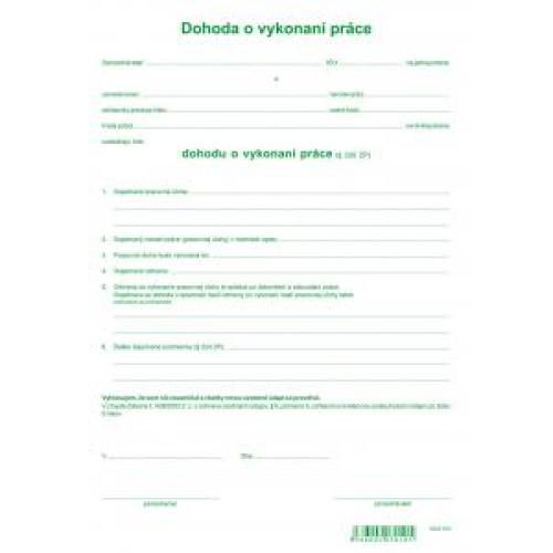 Dohoda o vykonaní práce, A4, 1000 ks Dohoda o vykonaní práce, A4, 1000 ks