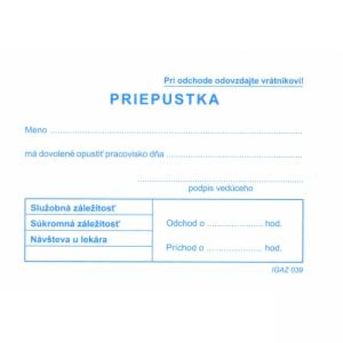 Priepustka A7 Priepustka A7