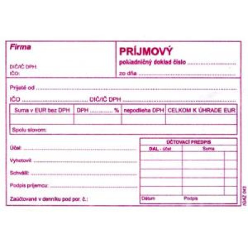 Príjmový pokladničn doklad s DPH, A6 Príjmový pokladničn doklad s DPH, A6