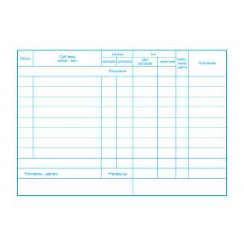 Evidencia prevádzky osobného motorového vozidla, A5, 60 listov Evidencia prevádzky osobného motorového vozidla, A5, 60 listov