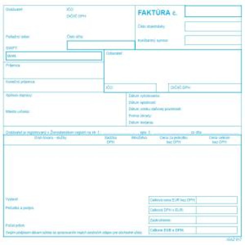 Faktúra, daňový doklad, 21x20cm, 100 listov Faktúra, daňový doklad, 21x20cm, 100 listov