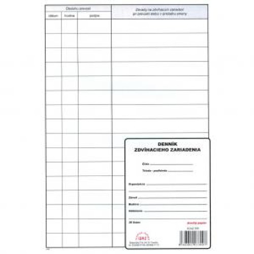 Denník zdvíhacieho zariadenia A4, 30 listov Denník zdvíhacieho zariadenia A4, 30 listov