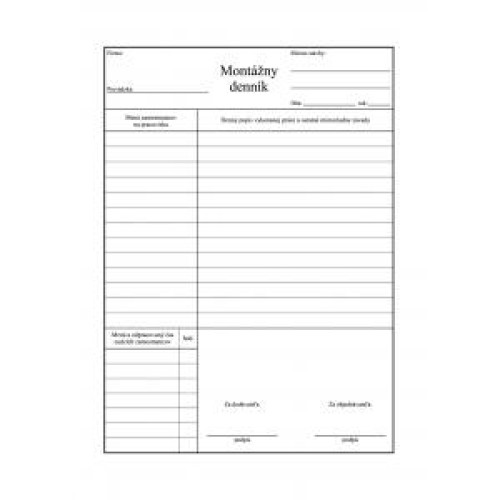 Montážny denník, samoprepis, A4, 100 listov Montážny denník, samoprepis, A4, 100 listov