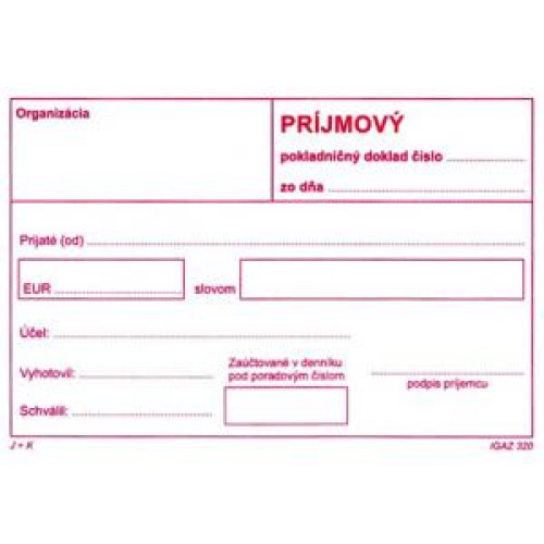 Príjmový pokladničný doklad bez DPH, samoprepis, A6 Príjmový pokladničný doklad bez DPH, samoprepis, A6