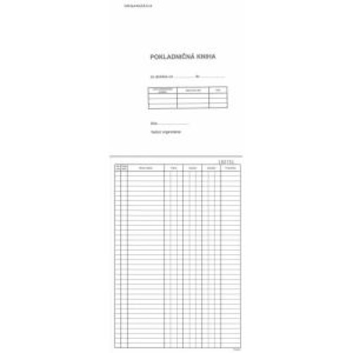 Pokladničná kniha, A4, číslovaná priepisová, 50x2 listy, samoprepis Pokladničná kniha, A4, číslovaná priepisová, 50x2 listy, samoprepis