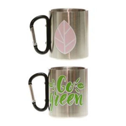 Nerezový hrnček s karabínkou Be ECO 330 ml Nerezový hrnček s karabínkou Be ECO 330 ml