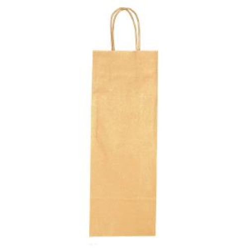 Papierová taška na víno 140x80x390,mm zlatá, krútené ušká vo farbe Papierová taška na víno 140x80x390,mm zlatá, krútené ušká vo farbe