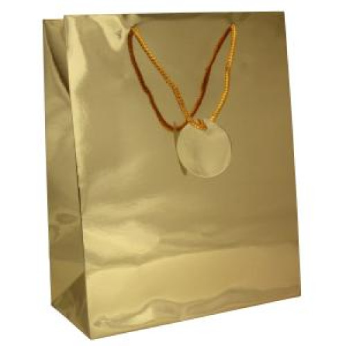 Papierová taška 260x320x120mm textilné ušká vo farbe tašky zlatá