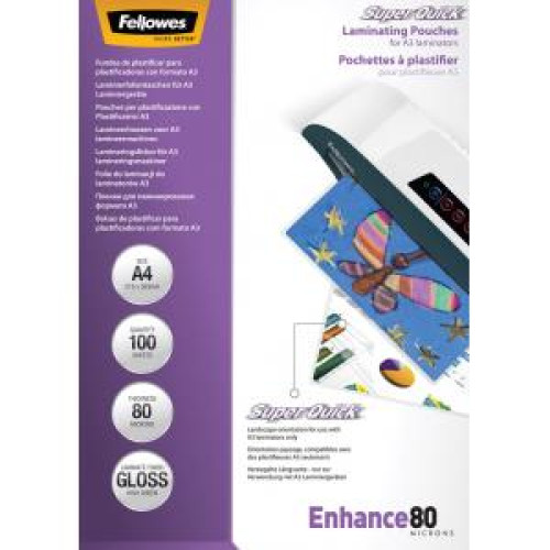 Laminovacie fólie Fellowes 216x303 A4 80mic Superquick Laminovacie fólie Fellowes 216x303 A4 80mic Superquick